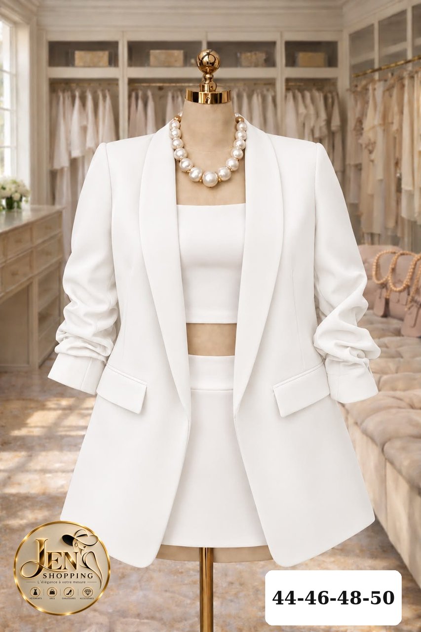 Blazer blanc, col châle Neige, Jen Shopping