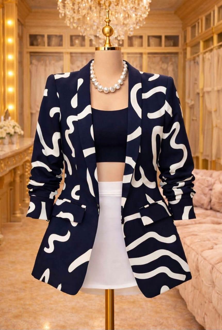 Blazer imprimé graphique marine Onda, Jen Shopping