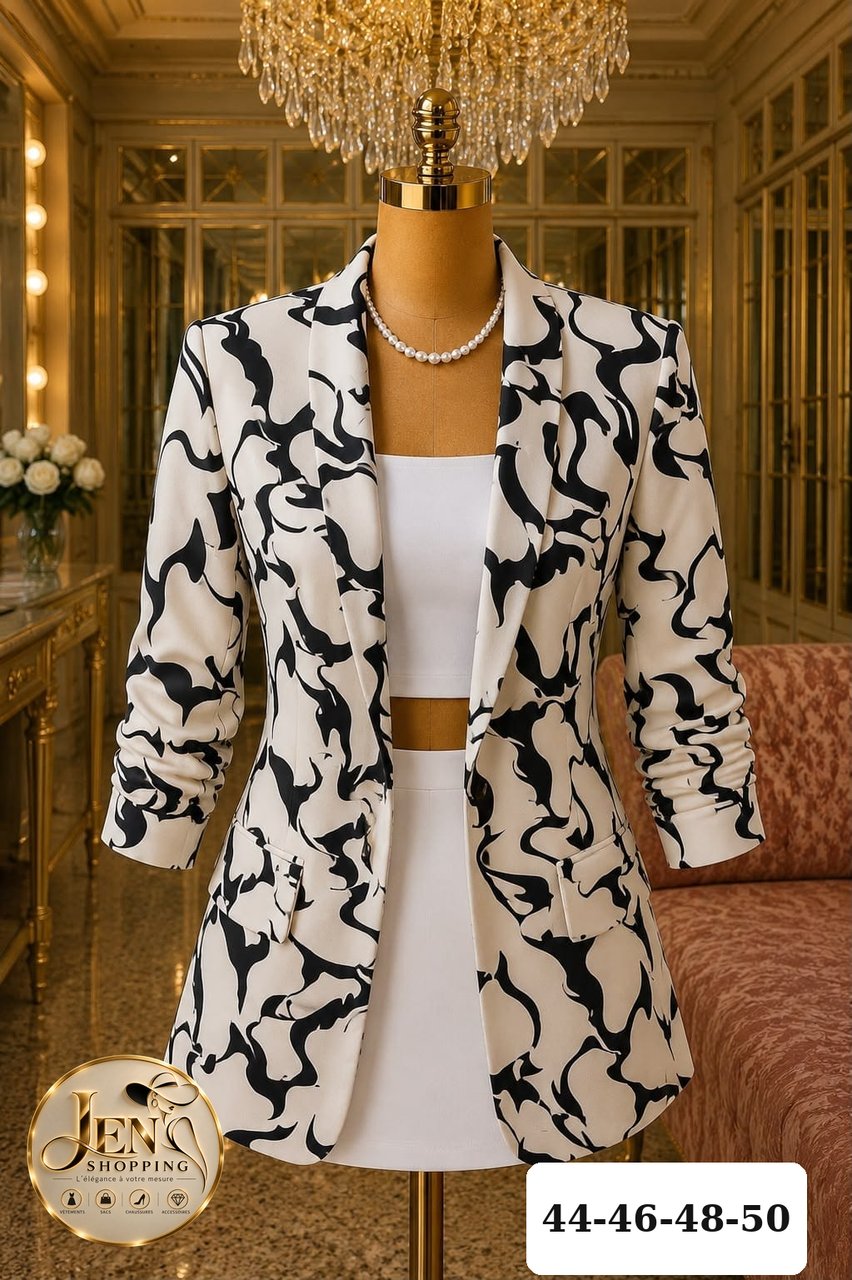 Blazer imprimé marbré blanc Marbre, Jen Shopping