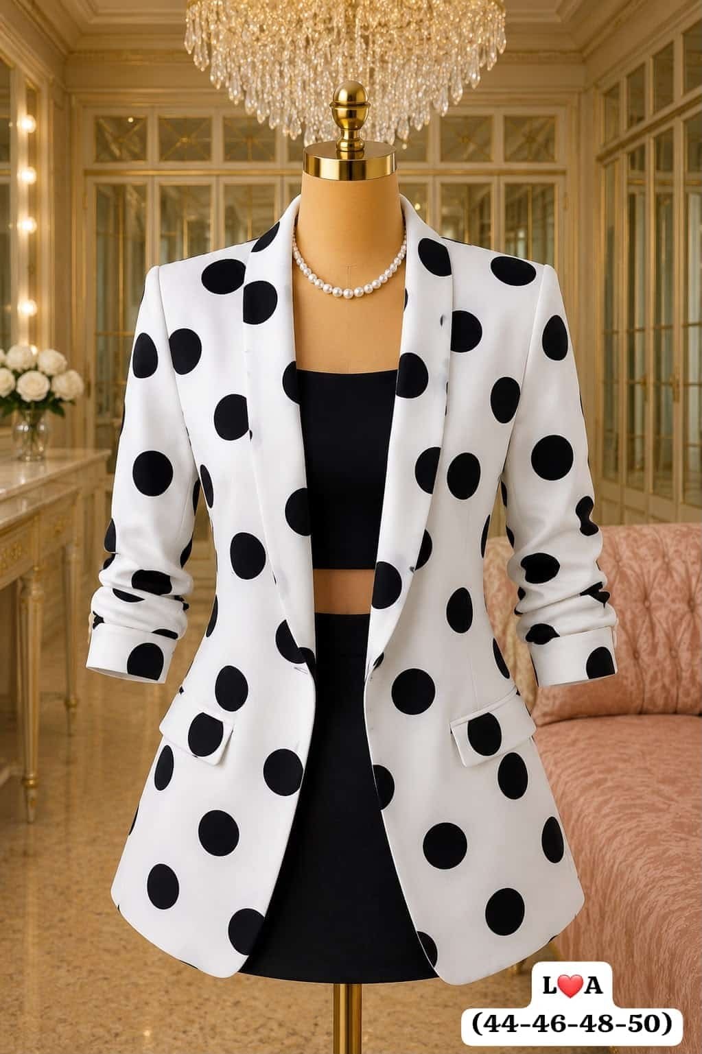 Blazer imprimé pois blanc et noir Domino, Jen Shopping