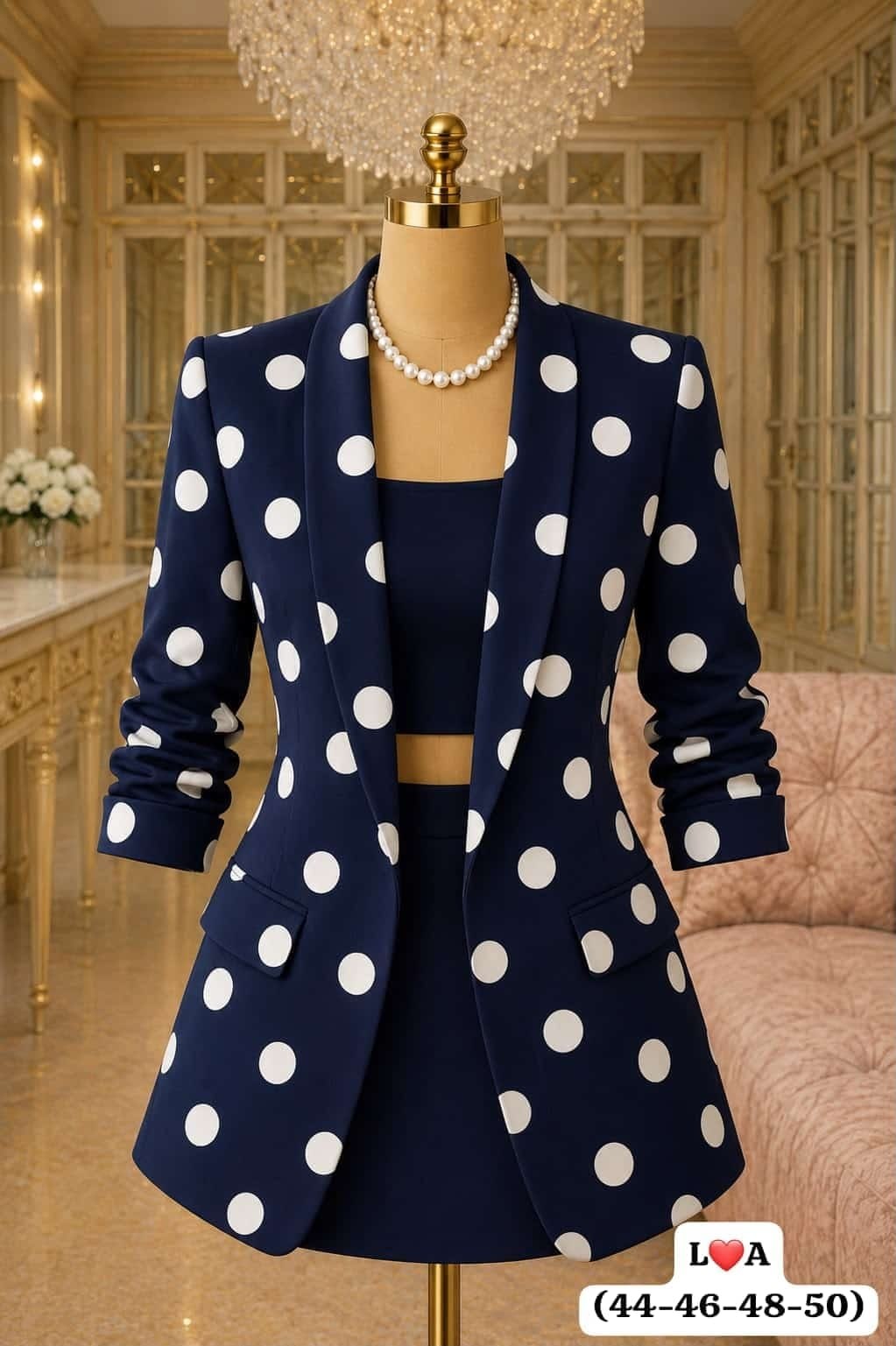 Blazer imprimé pois bleu marine Étoile, Jen Shopping