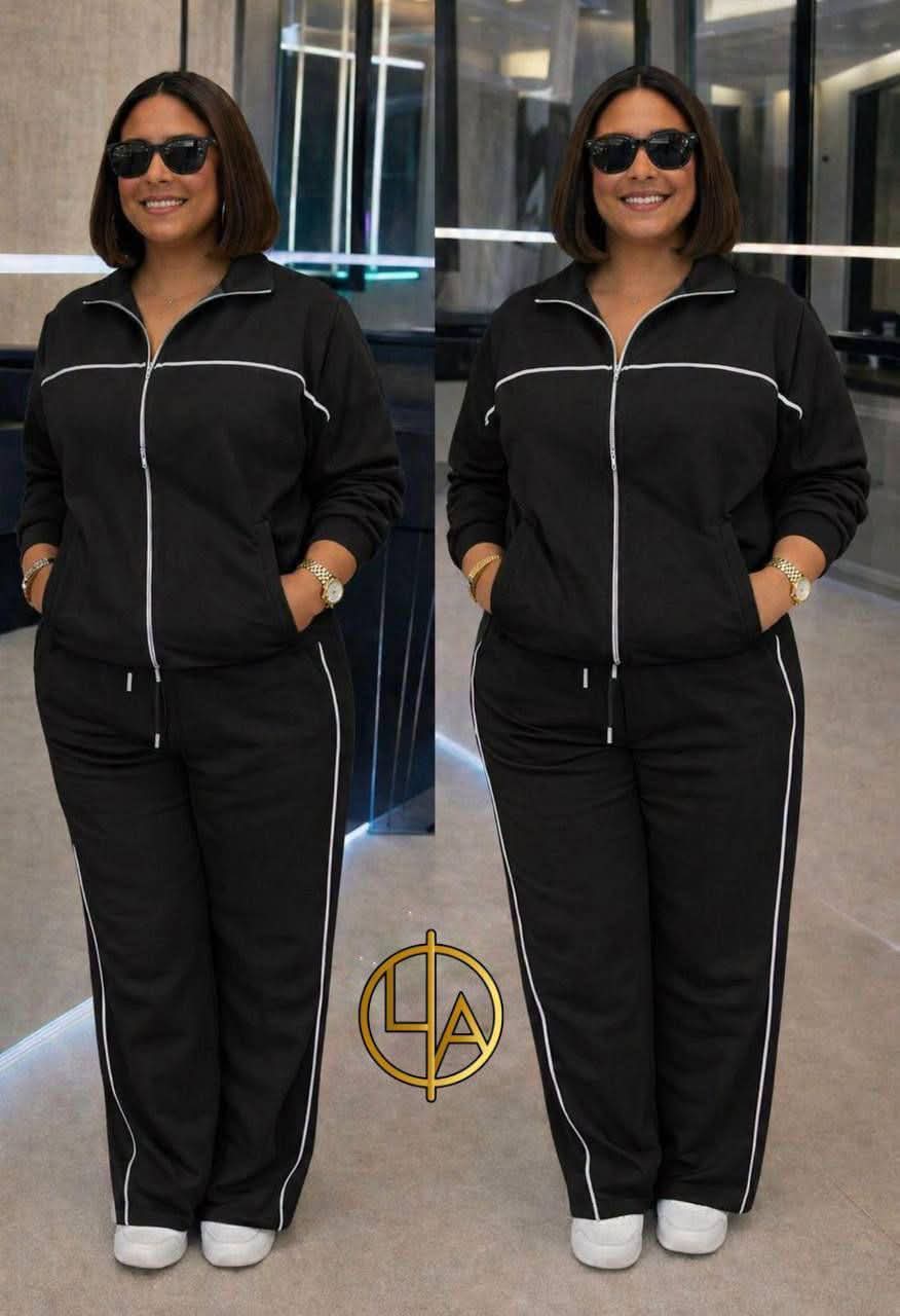 Ensemble jogging noir 100% coton, Jen Shopping