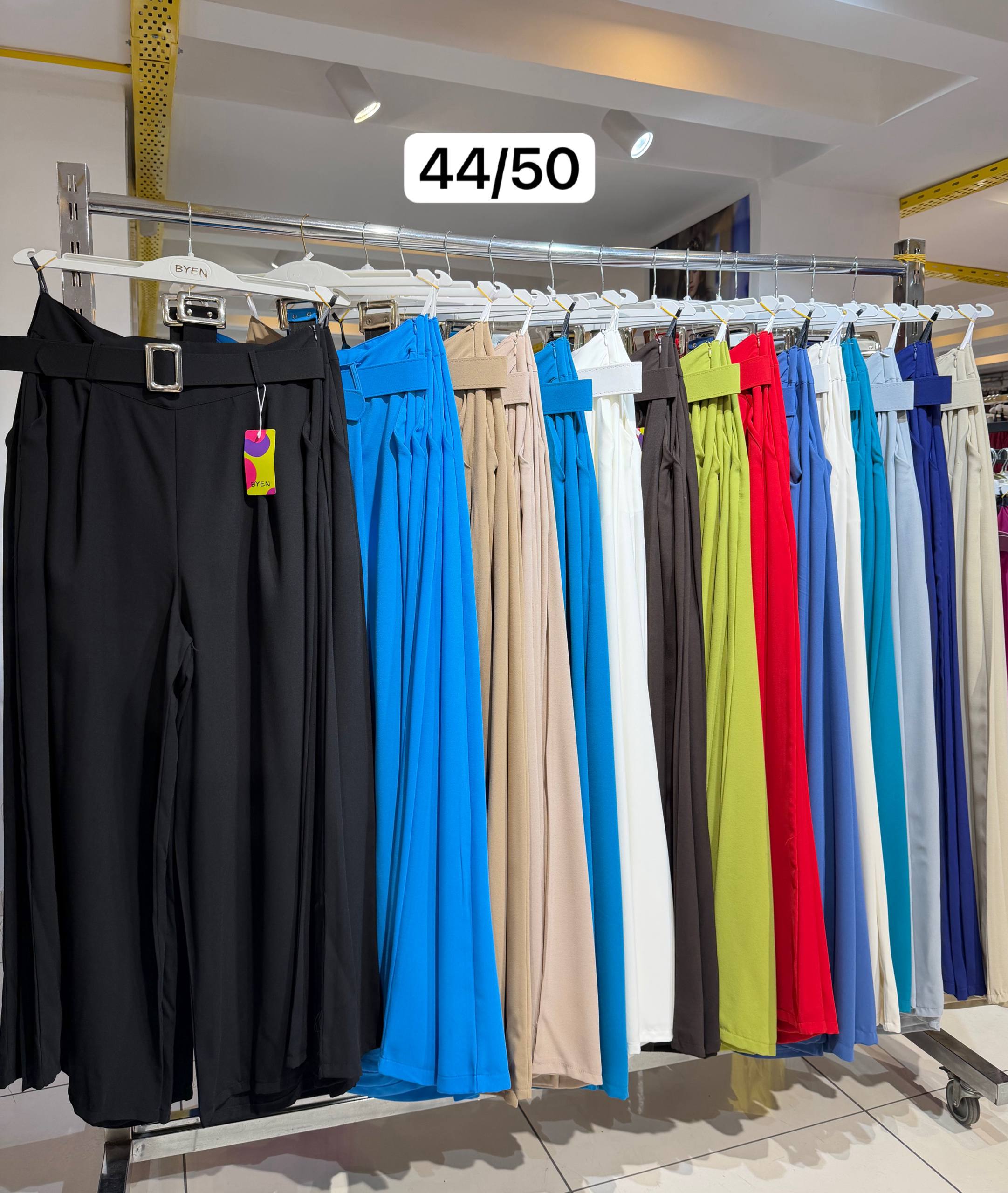 Pantalons palazzo boutonnés rouge, vert, jaune, bleu, Jen Shopping